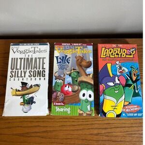 Lot Of 3 Veggie Tales VHS Silly Songs, Larry Boy, Lyle The Kindly‎ Viking